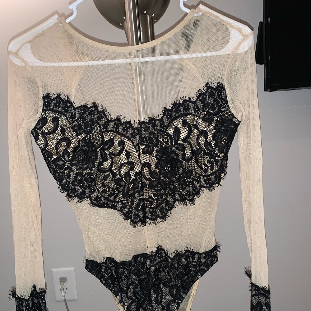 Nude Sheer Bodysuit with lace